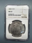 1884-O Morgan Silver $1 Dollar Coin NGC MS 63