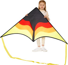 Large Delta Kite Gradient Yellow  Easy to Fly for Kids and Adults, Beach Kite wi