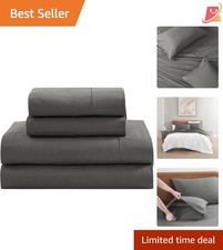 Organic Cotton Full Sheet Set Hotel Crisp Percale Cooling 4-Piece Bedding