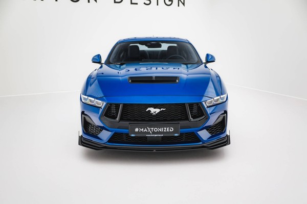 Frontlippe Passend FüR Ford Mustang Gt Mk7 Roter Kern + Hochglanz Flaps-image