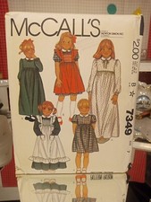McCall's 7349 Dress Pinafore Cute Cottagecore Sewing Pattern Girls Sz 7 UC Compl