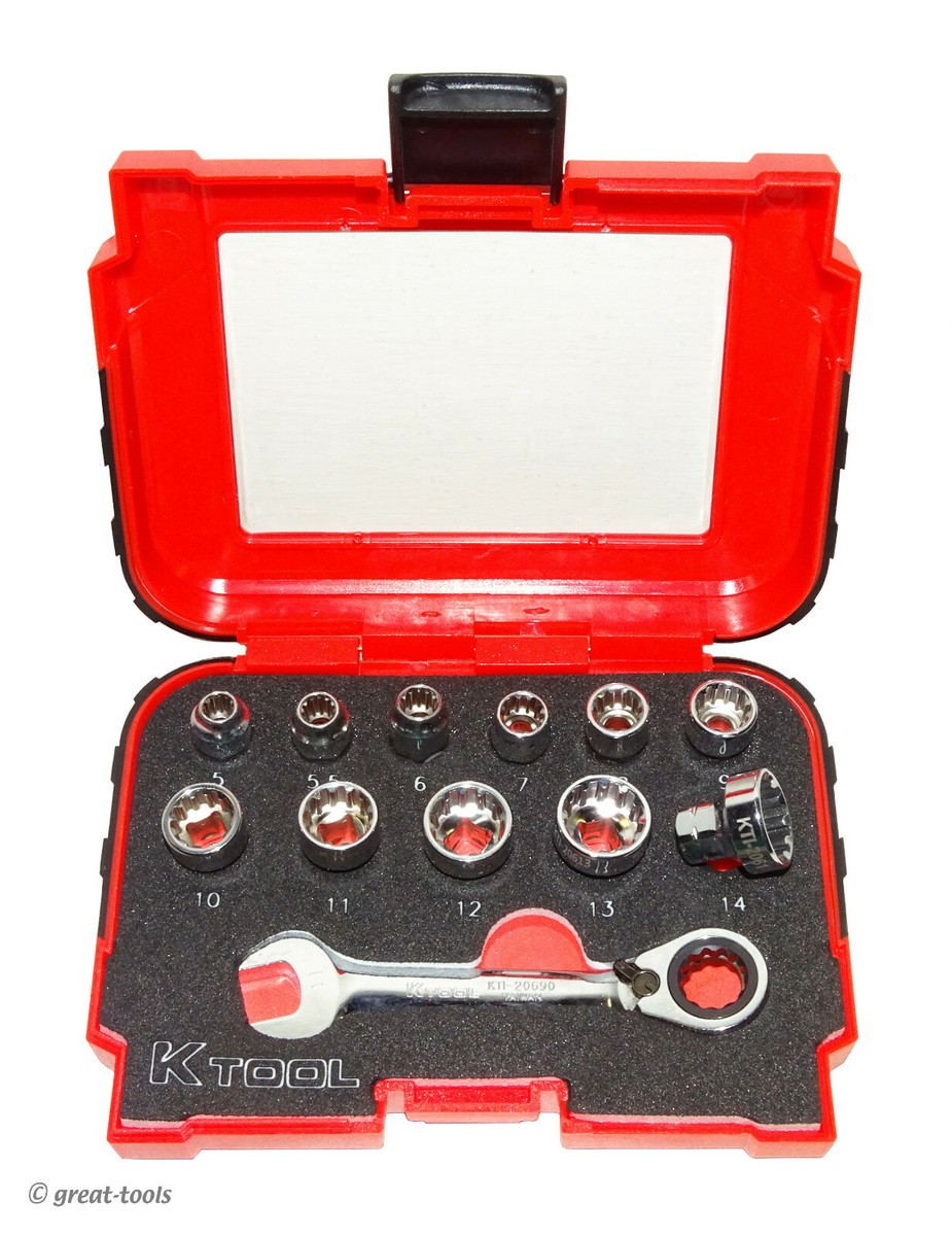 CLOSE QUARTER SPLINE SOCKET SET – 1/4” drive tools – hex ratchet