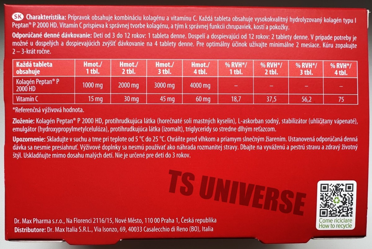 Collagène Dr.Max 2000 Active – 120 Comprimés – Articulations, Peau, Os – Avec Vitamine C