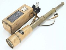 Brass Antique 21 Inch Telescope Dollond London 1917 With Leather Base Christmas.