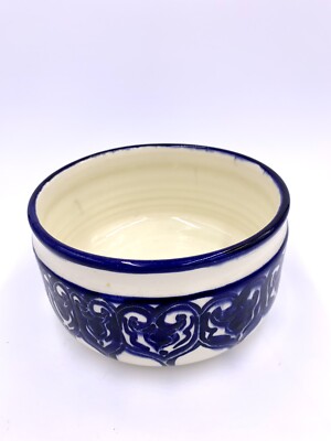 Dagmar Augustin Art Pottery Bowl /Saucer dark Blue D7, H3,5