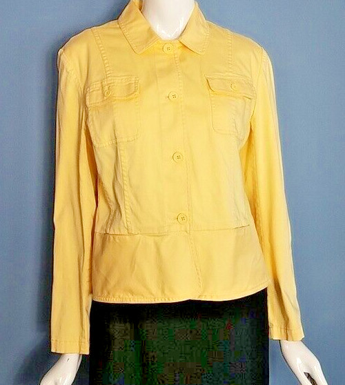 Talbots Jacket Yellow Stretch Flared Bottom 4 Poc… - image 1