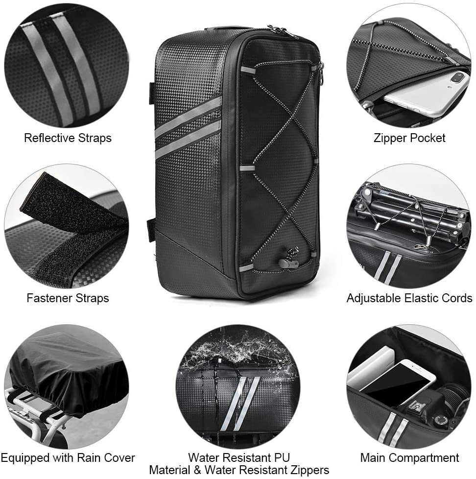 Bicycle Rear Rack Bag Cycling Trunk Pannier Bike 8L Storage Bag Luggage