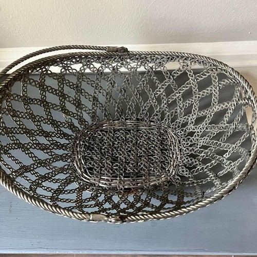 Ancien panier en métal tressé/tissé - Photo 3/9
