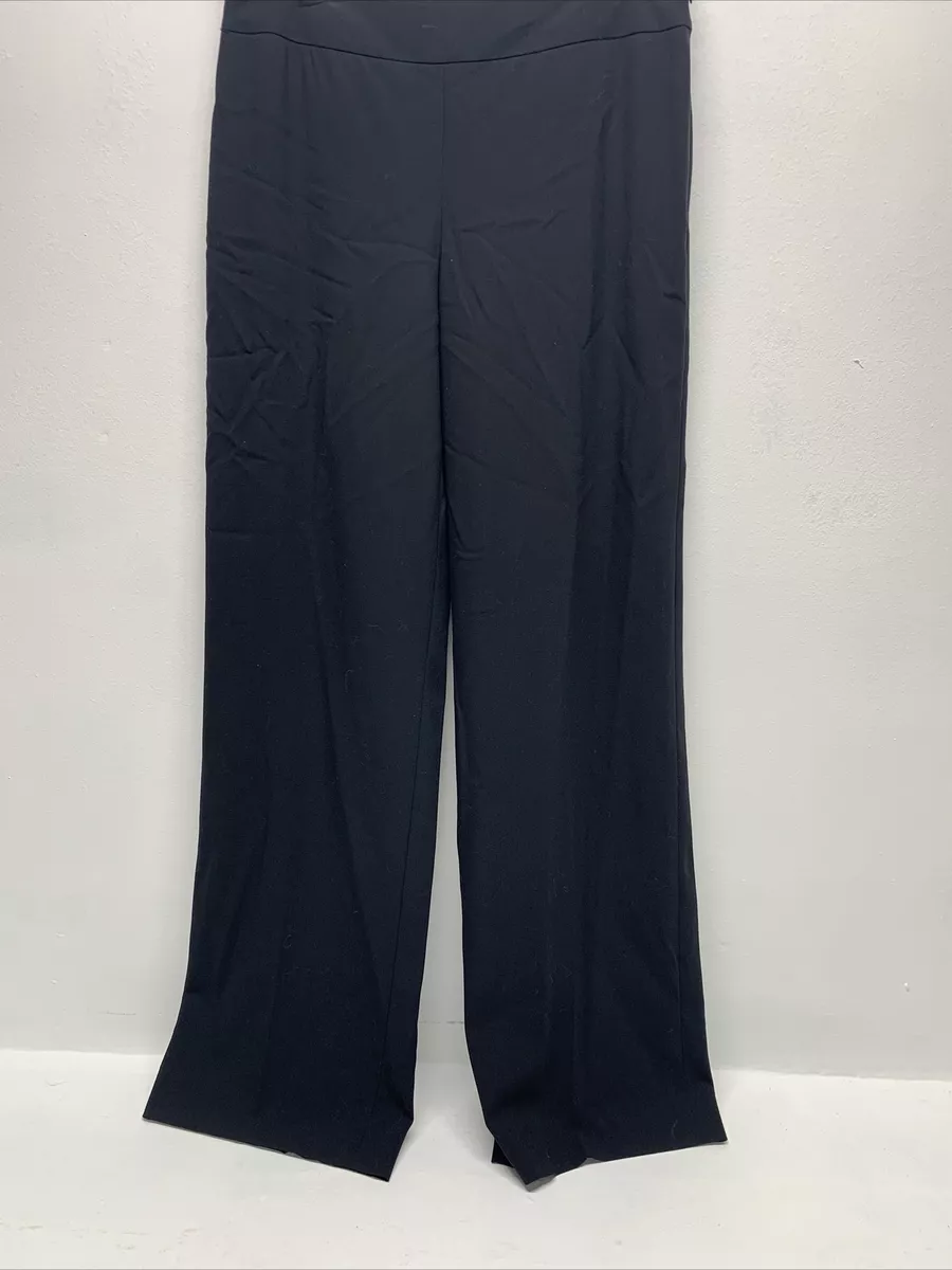 Giorgio Armani Dress Pants Wide Leg 100% Wool Side Zipper Black Women's Size 42
