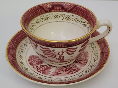 Vintage RED WILLOW Double Phoenix Nikko Ironstone Cup and Saucer