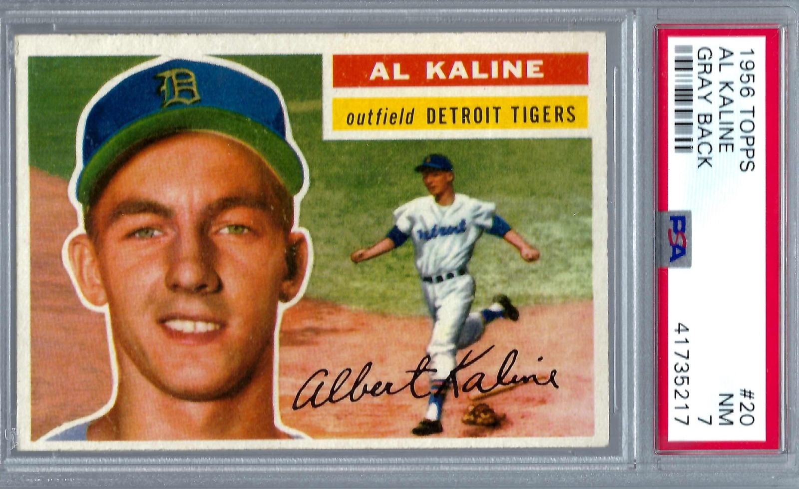 1956 Topps #020 PSA 7 Al Kaline Tigers Gray Back 20