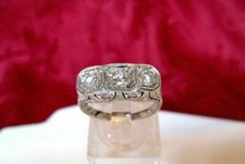 1.50Ct White Round Cut CZ Three Stone Vintage Style 925 Sterling Silver Ring