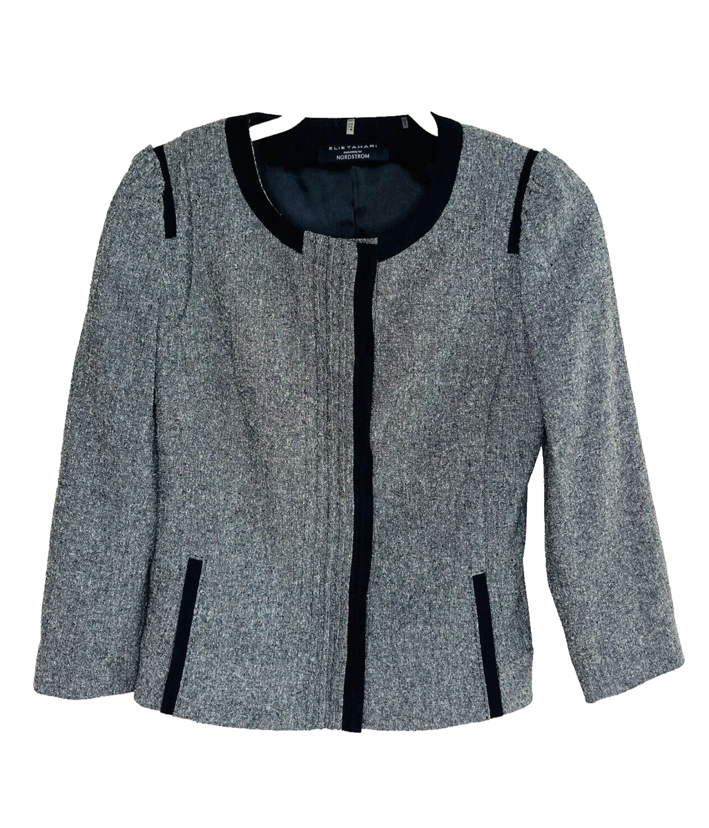 Elie Tahari Nordstrom Silk Snap Front Blazer Jacket XS Size 0