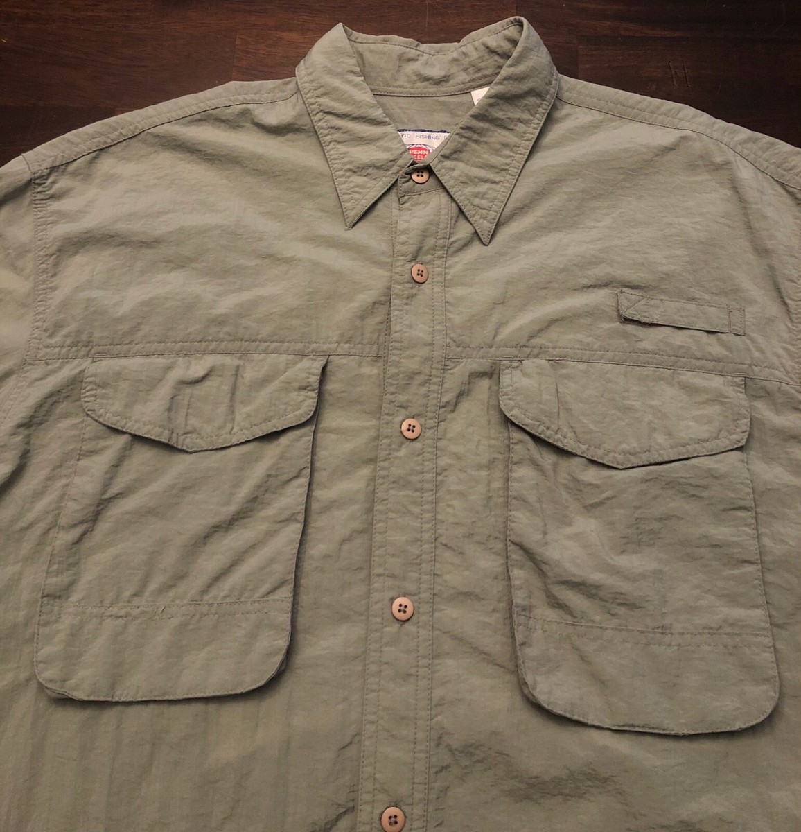 Chemise De Pêche Penn Reels Homme – Nylon Vert Olive, Taille L, à Poches