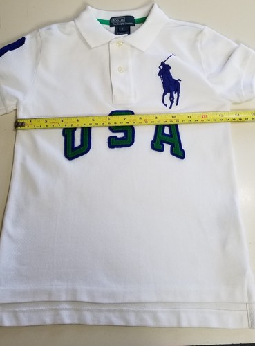 POLO Ralph Lauren White USA Big Pony #3 Polo Shirt YOUTH KIDS Size 5 - Picture 7 of 14