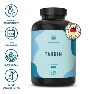 Taurin Kapseln - 6 Monats Vorrat Big Pack - Vegan & Made in DE - TRUE NATURE 
