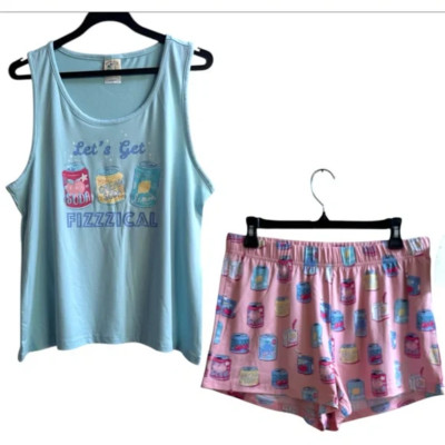 Munki Munki Womens Summer Prints Tank and Shorts Pajama Set Retails $40