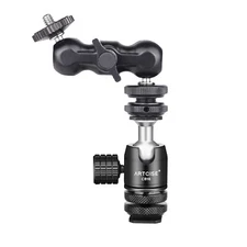 Mini Ball Head Cold Shoe Hot Shoe Mount Adapter Dual Ballhead Magic Arm