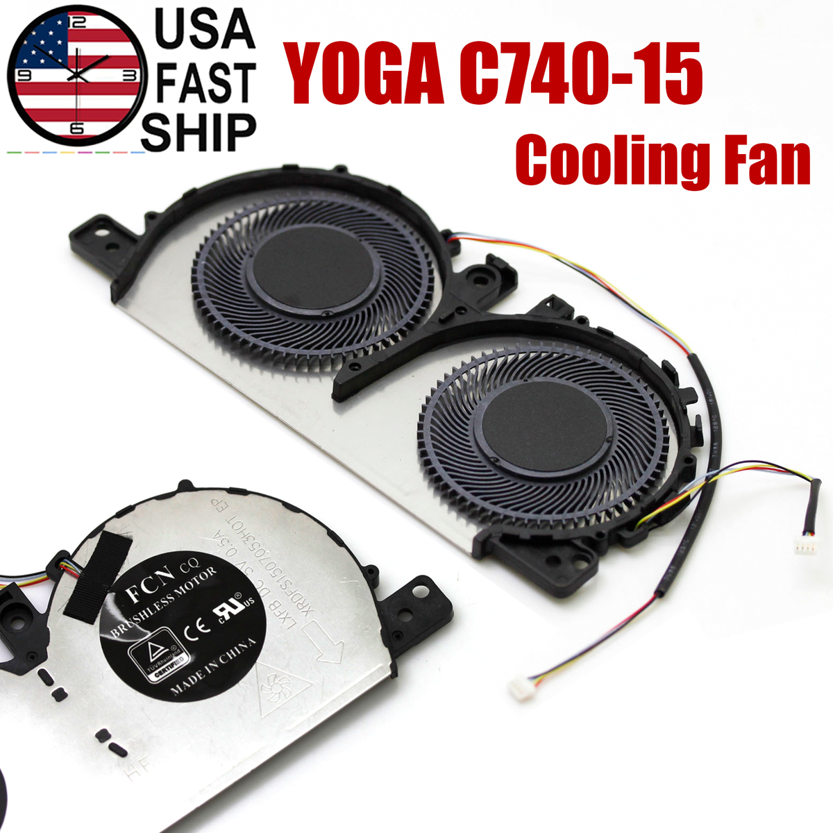 カヨコンブ New CPU Cooling Fan Brushless Motor FCN CQ For Lenovo Yoga C740-15