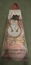 Scented BATH FIZZERS Caramel Apple Scent. 3 Pink Fizz Balls Frost Snowman. New