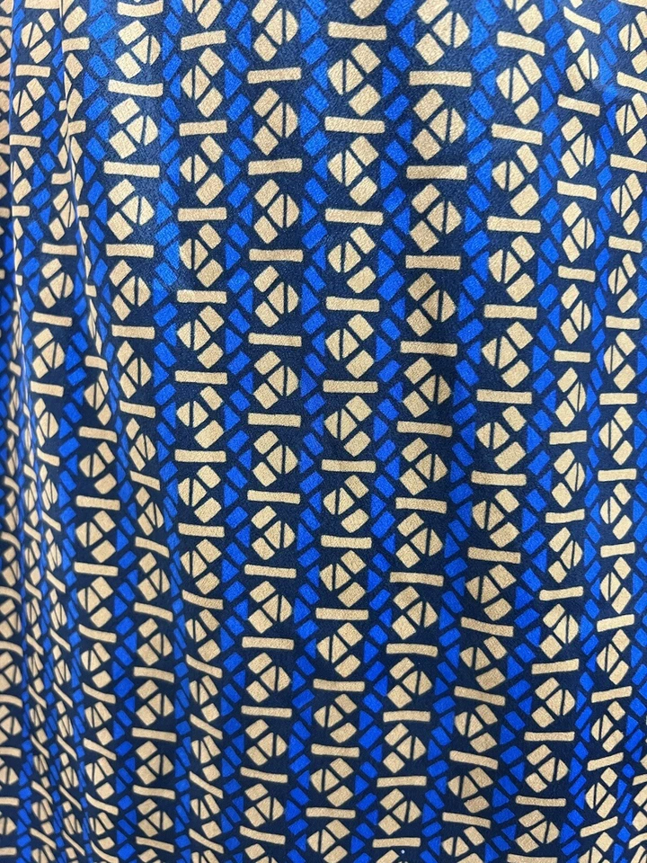 Vestido para mujer Maeve Anthropologie sin mangas azul tostado geométrico alto-bajo L Foto 2 de 4