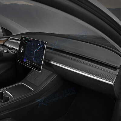 Matte Carbon Fiber Dashboard Panel Cover For Tesla Model 3/Y 2017-2023 - Easy Install