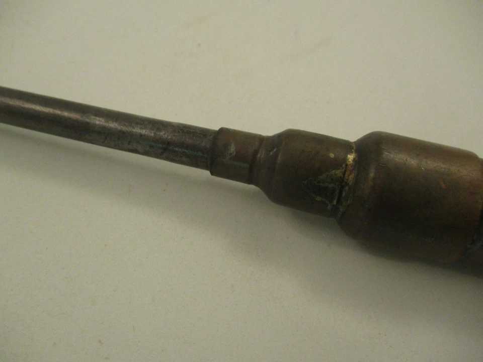 Vintage Knife Sharpener Honing Rod Copper Pipe Handle Primitive 14" - Image 3 of 4