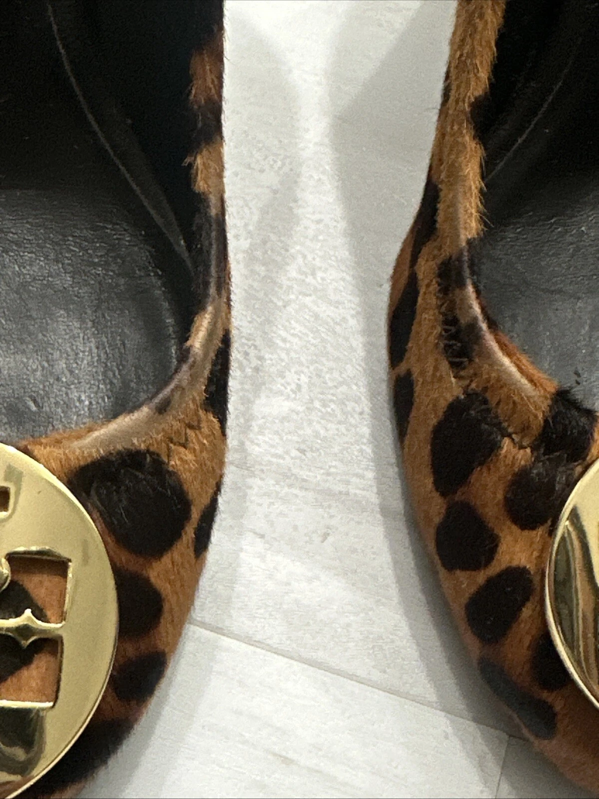 Tory Burch Sophie capelli di vitello stampa leopardata zeppa impilata tacco donna 6 5M