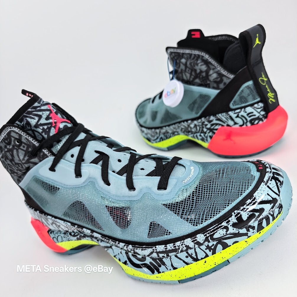 Air Jordan 37 US 13 M 14.5 W Blue/Black Graffiti Satou Rare Nike  DV3142 367 NIB thumbnail 6