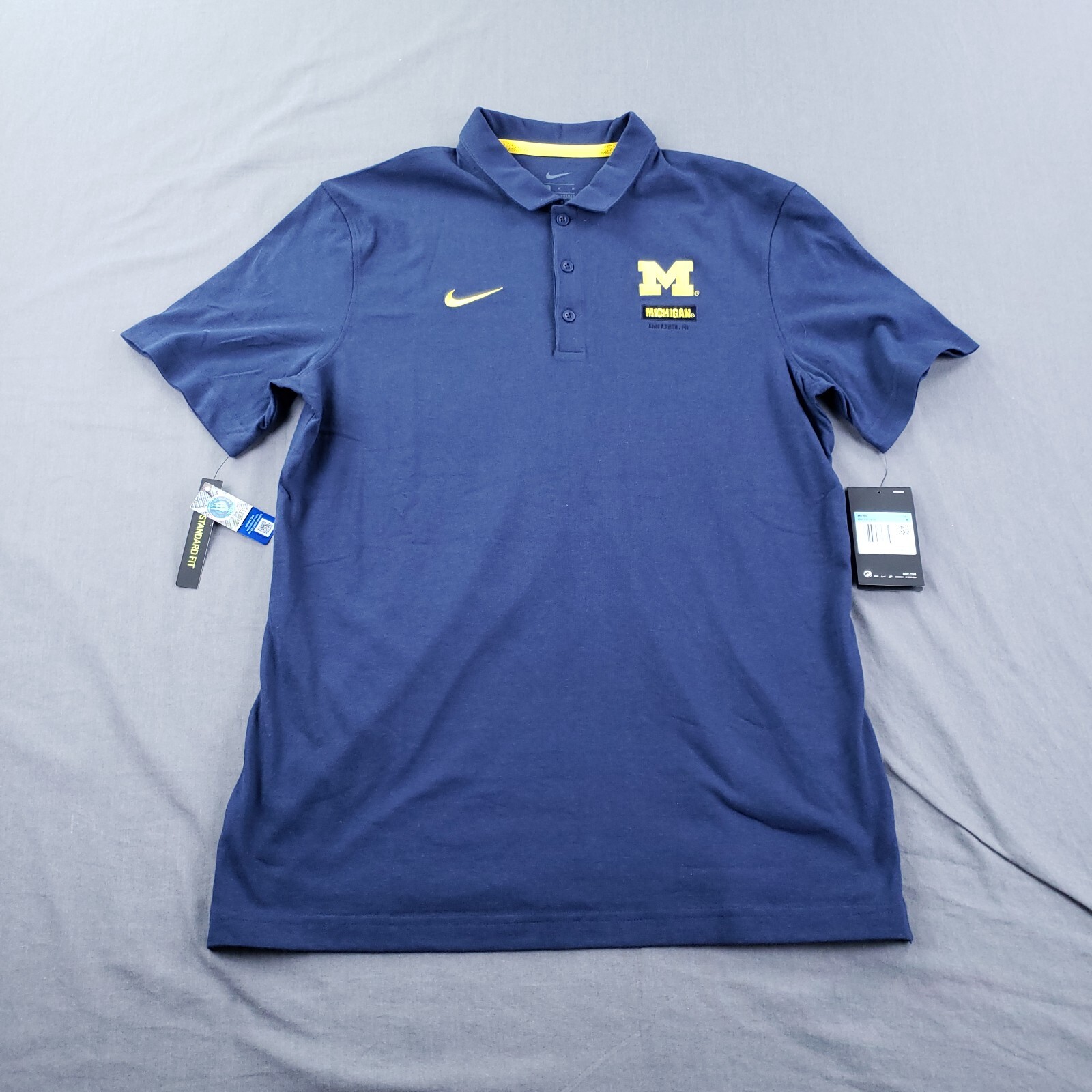 Michigan Wolverines Shirt Mens Medium Blue Nike Polo Short Sleeve
