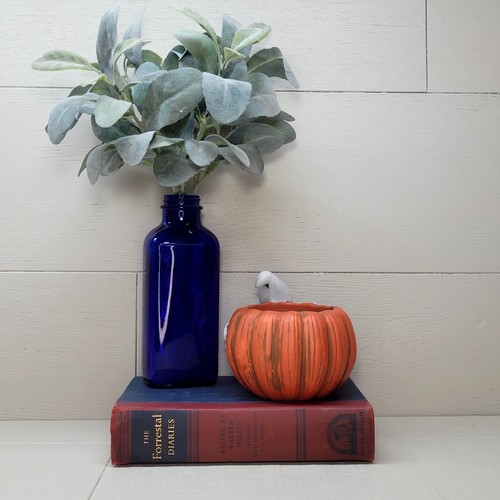 Maceta vintage Halloween Ghost 1994 New Holland floral naranja - Imagen 3 de 12