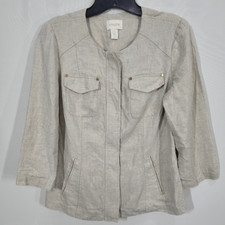 Chico's 3/4 Sleeves Foil Shine Linen Jacket Size 00