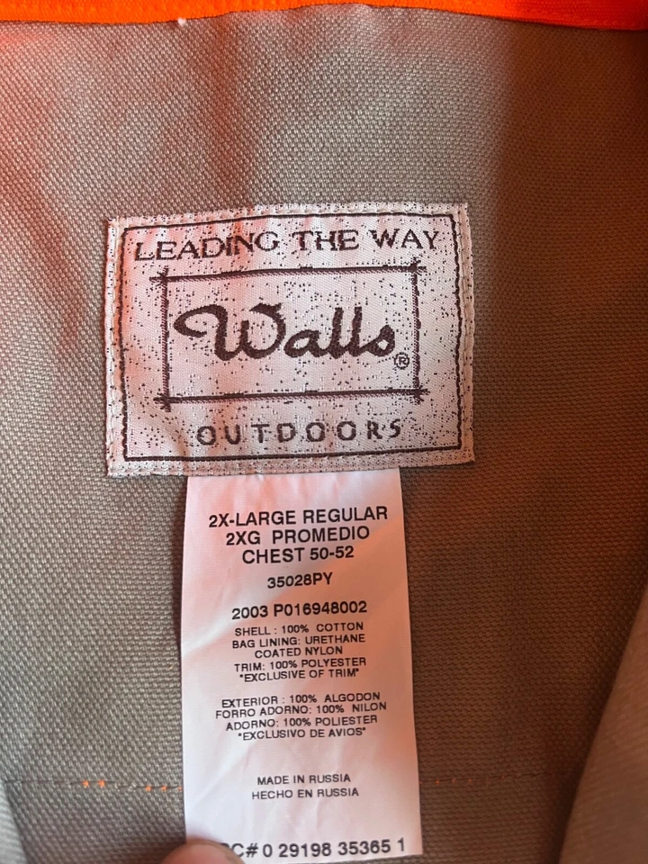 New Walls Blaze Orange and Tan Button Up Hunting Shirt Men’s Size 2XL - Image 4 of 4