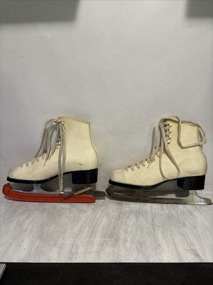 Bauer Womens Figure Ice Skates White Stiff Boot 10in Heel to Toe