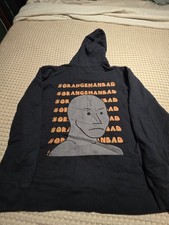 Port Company 2XL Black Fleece Pullover Hoodie OrangeManBad Graphic Print