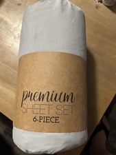 Queen Gray bed sheet set With 4 Pillow Cases Ultra Soft