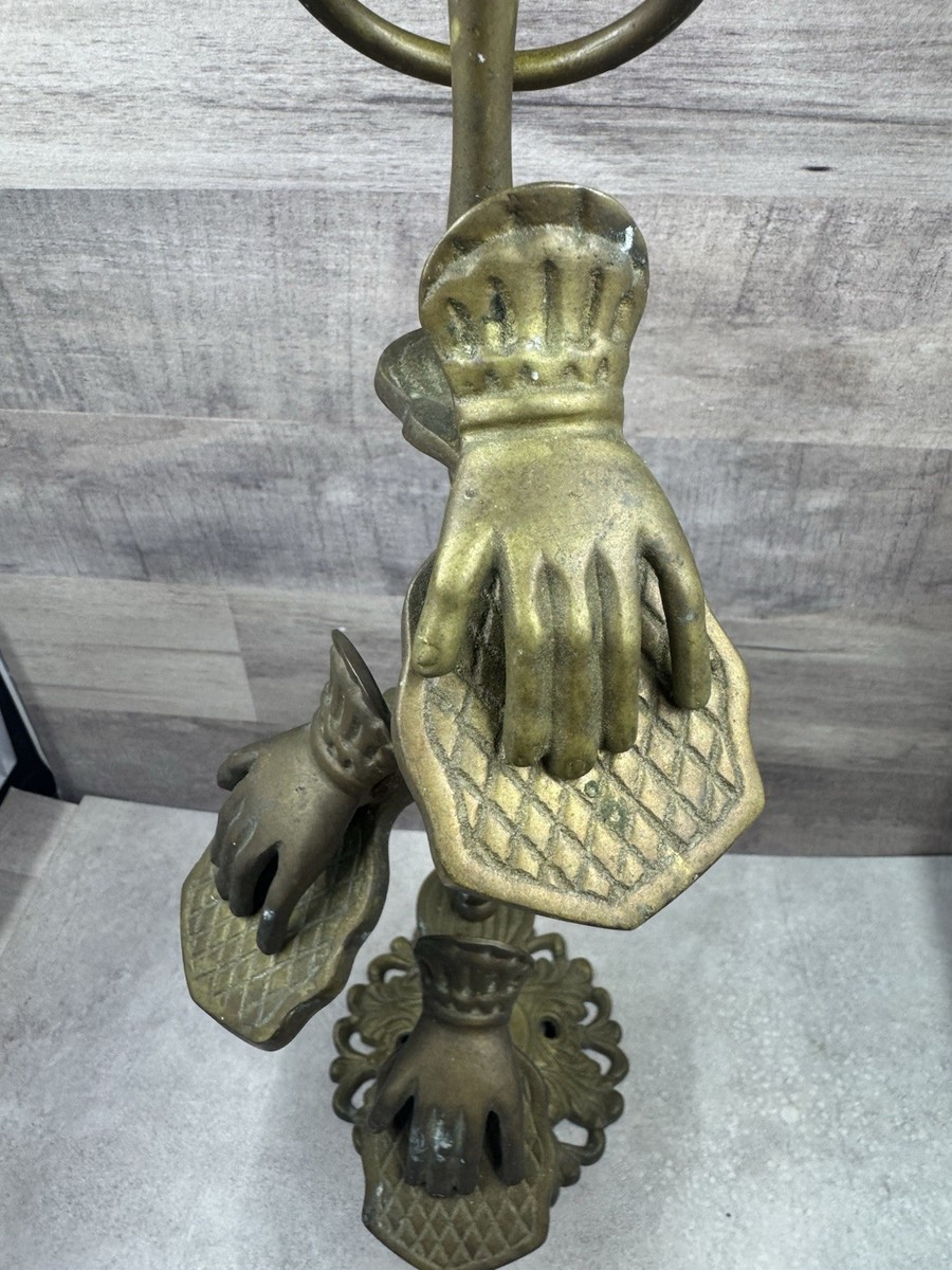 Vintage Brass Hand Clip Stand Glove Letter Picture Holder Hand