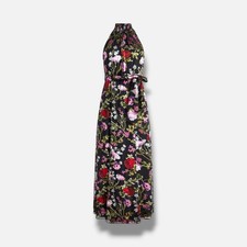 Alice + Olivia Women's Black Silk Floral Burnout Self-Tie Dita Dress Size 4