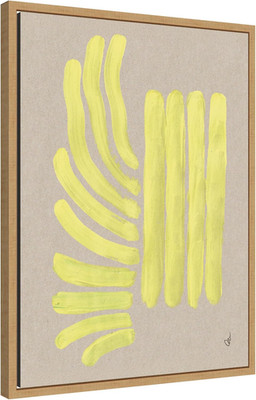 Modern Yellow Shapes Canvas Art Print with Natural Frame, 18x24 inches