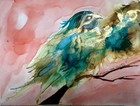 9"x6"  Modern Abstract Bird Painting on Paper — photo 2