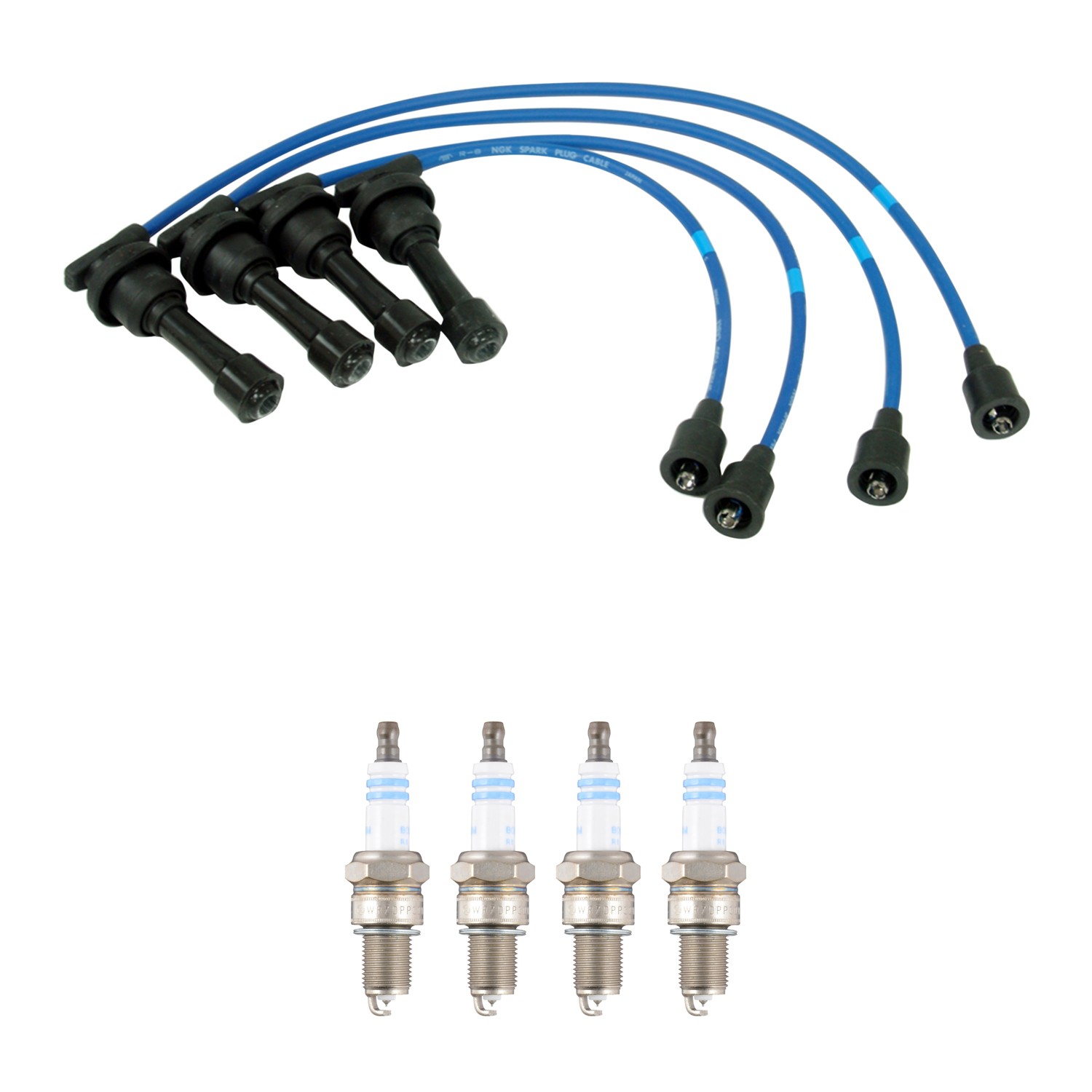 NGK 7mm Wire Set 4 Bosch Platinum Spark Plug Kit For Eclipse Spyder GST 2.0L L4