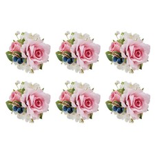Meldel Pink Pocket Boutonniere for Men Wedding, Set of 6, Prom Corsages Flowe...