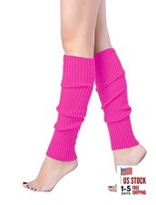 Women Juniors Neon Ribbed Leg Warmers for 80s Eighty's Party One Size Rose