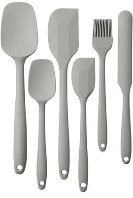 6 Stück Silikon Spatel Set Grau Hitzebeständig Gummi Backen Kochen Utensilien