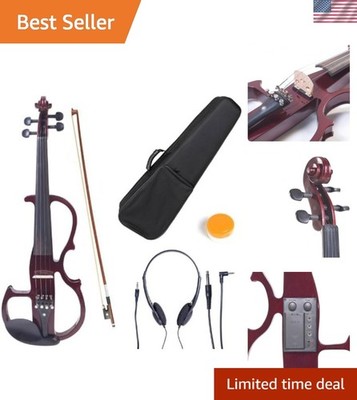 Elegant 4/4 Electric/Silent Violin - Metallic Red Mahogany with Ebony Fittings