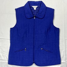 EUC Christopher  Banks Women's Size M Blue Square Quilted Full Zip Puffer Vest