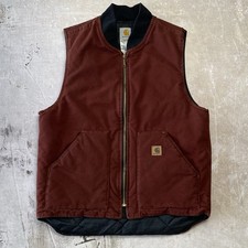 Vintage Carhartt V02 CLY Duck Vest Men  s Large Tall Clay Red Quilted Made in USA