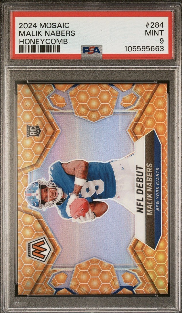🔥 2024 Panini Mosaic Malik Nabers NFL Debut 284 Honeycomb SSP Prizm RC PSA 9 🔥