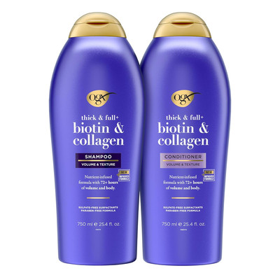 Shampoo and Conditioner Set, Thick and Full + Biotin and Collagen, Purple, Helps