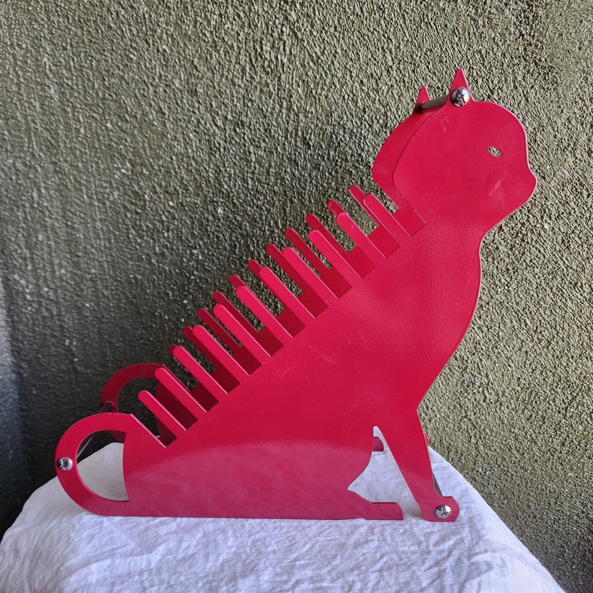 Vtg Metal Cat CD Rack 12 Slot Y2K Whimsical Holder Books 12